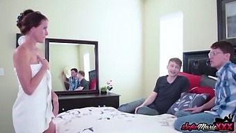 Sofie Marie, The Naughty Stepmom, Enjoys A Threesome With Her Stepsons