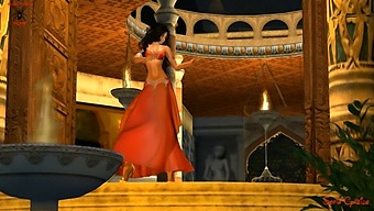 Fantasy Girl In Red Belly Dancer Costume