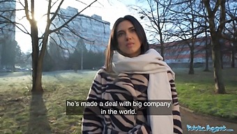 Brunette Student Gives Amazing Blowjob In Public For Money