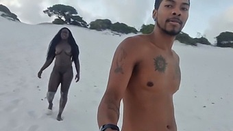 Black Cobra Emerges From Moist Sand And Penetrates Mulatto'S Butt | Fernanda Chocolate & Joao The Naughty
