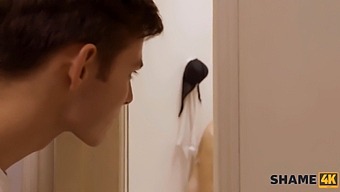 Mature Blonde Gets Surprised By Young Boy In Shower And Has Sex