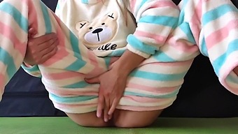 Young Woman In Sleepwear Stimulates Herself To Climax And Female Ejaculation