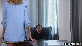 A Blonde College Teacher Has Sex With Her Male Student In His Dorm