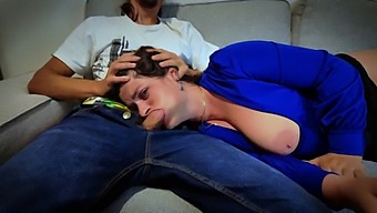 Stepson Gives An Amazing Blowjob To Stepmom With Big Tits!