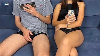 Stepbrother Joins Stepsister In Watching Porn And Masturbating, But She Takes It To The Next Level With A Handjob And Fingering Orgasm
